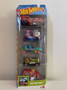 2025 Hot Wheels Fun Park 5 Car Pack - Amusement Park Rides